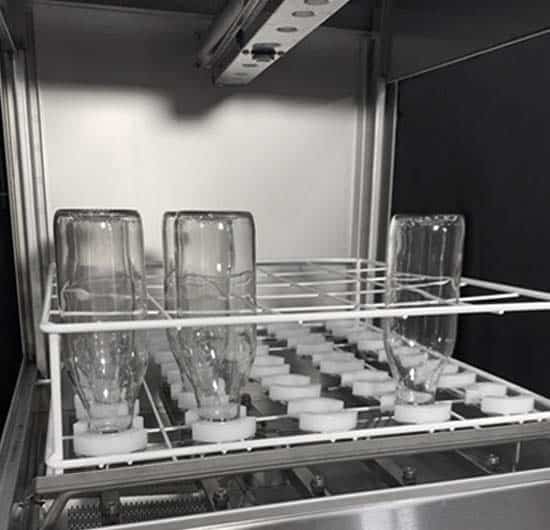 pass through bottle washer with rack and bottles